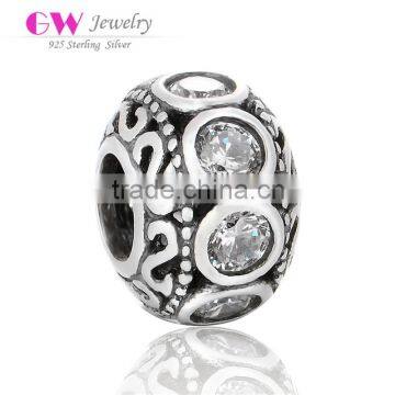 X326 Wholesale 925 Silver Initial Charms Diy With Clear Zircon Fits Snake Bracelet