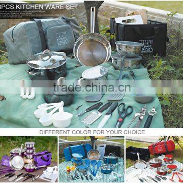 Hot Sale Traveling Picnic Home Cooking Camping Kitchen Set Stainless Steel Cookware Set Kitchen Accessories Handbag