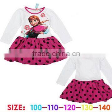 newest design anna princess dress frozen long sleeve dress