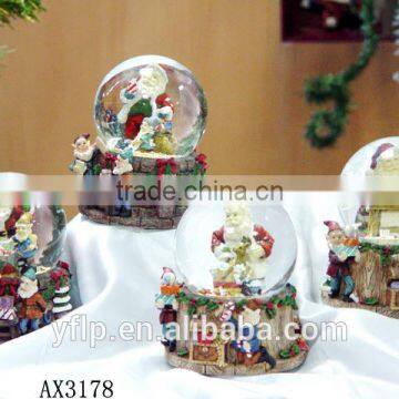 Customized music crystal glass snow ball for Christmas gift resin Craft / christmas glass snow ball