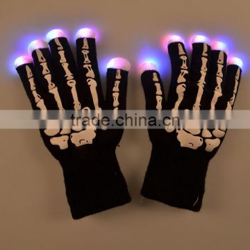 Halloween Black Rave and club bar jabbawockeez dance LED Flashing Ghost Bone Gloves