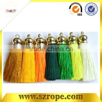 hot sale small tassel with gold cap for keychain