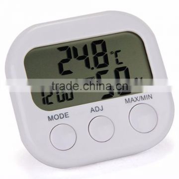 LCD Digital Thermometer Hygrometer Temperature Humidity Meter Gauge With Clock New Weather Station