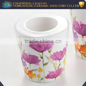 Vintage Ceramic/pottery Floral Decal Candle Stick Holders photo-2