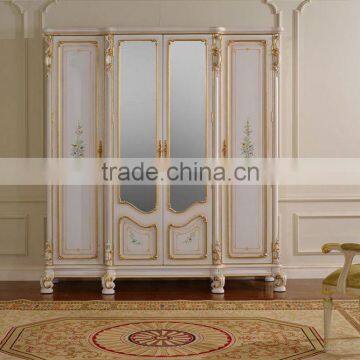 European Painted Triple Door Wardrobe, French Rococo Style Three Doors Wardrobe photo-5