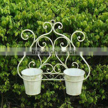 Antique White Wrought Iron Wall Planters