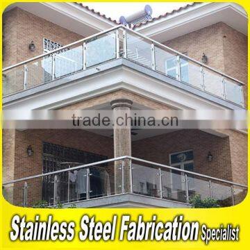 Brushed Stainless Steel Pipe and Glass Balcony Railing Designs