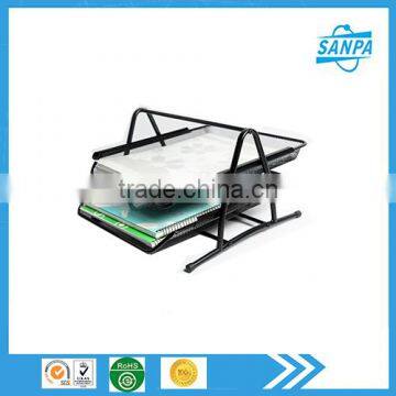 Hangzhou Office And School Supplier Cheap Metal Wire Mesh Black 2 Tier File Tray