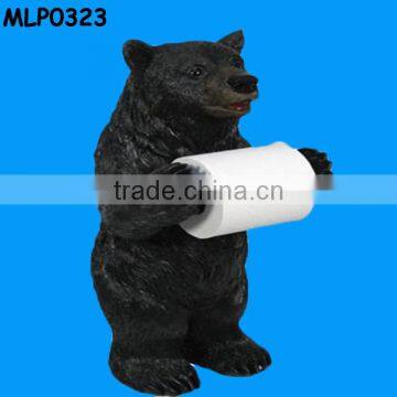 Black Bear Polyresin Toilet Paper Roll Holder