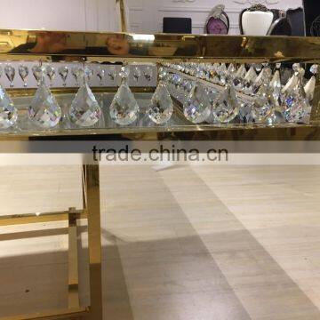 Glass Top Center Glass Wedding Table With Crystal Decoration photo-3