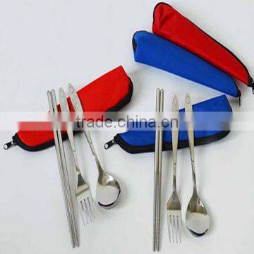 Portable takeaway 3pcs travel cutlery set with pouch bag