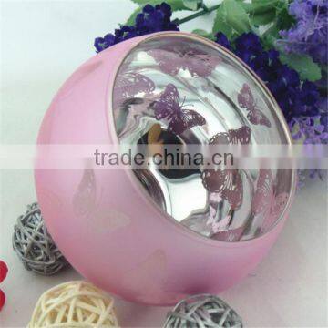 Romantic round pink butterfly wedding candlestick