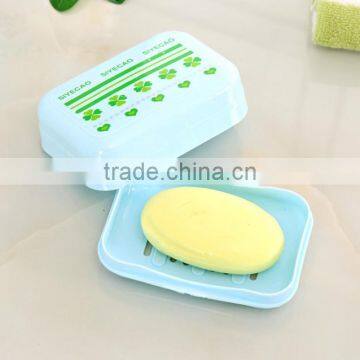 traveling portable plastic soap dish with drain tray and cover