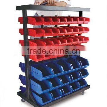 94 Bin Mobile Double-Sided Floor Rack,94 plastic storage bin kit,94 bins Storage Bin system floor rack (202709)