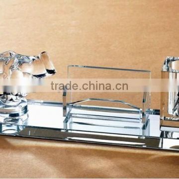 hot sell crystal glass pen holder name card holder business gifts