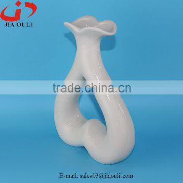 Valentines' Day Favor Heart Shape Ceramic Vase White Glazed photo-2