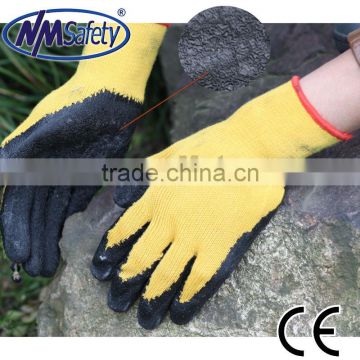 NMSAFETY China cheapest 10 gauge latex coated work gloves/latex hand gloves/lumberjack work gloves