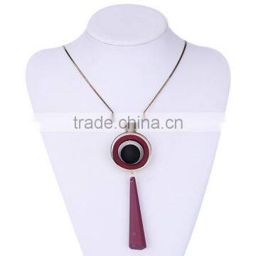 Chunky Bead Ball Wood Hoop Gold Hoop Rubber Strip Pendant Necklace Long Geometric Necklace photo-5
