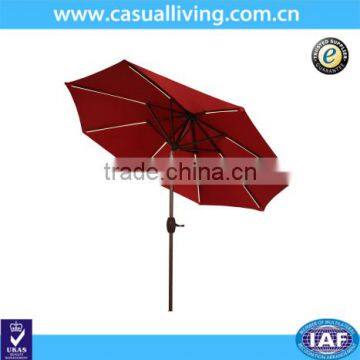 2.7 Meter Aluminum Patio Market Umbrellas with Solar Powered LED Strip Lights