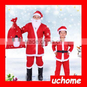 UCHOME 5 In 1 Red Men Santa Claus Costumes Christmas Clothes Male Cosplay Xmas Suit With Belt Beard Hat Pants photo-4