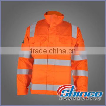 Shinco Color block Cotton industrial jacket with reflective strips for safety wears