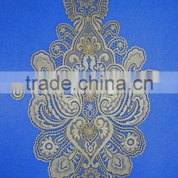 Color Corded Embroidery Bridal Lace Applique Wedding Dresses DIY Lace Applique Motif Corded & Embroidered Lace Applique photo-6