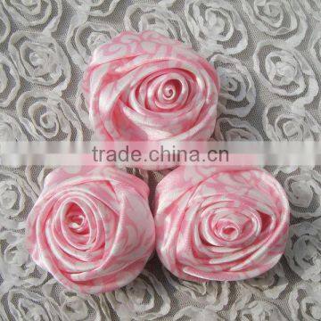 Cute hand made satin fabric flower brooch