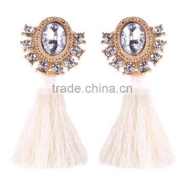 Bohemian Jewelry Rhinestone Gems With Alloy Plated Tassel Dangle Earrings photo-6