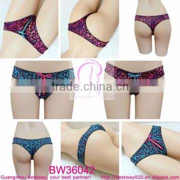 Female panties front open tied ribbon bikini back thong panties