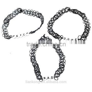 Factory Wholesale Plastic Big Fabric Black Choker Necklace photo-6