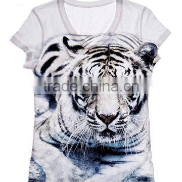 Womens White Tiger Print V neck T Shirt Sublimation Printed Tank Top Sublimated Crop Top Dye Sublimation Tank Top Wholesale