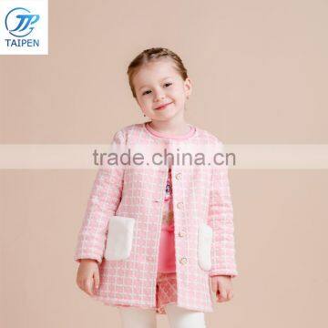 Girls Jacquard Winter Outwear Kids' Tweed Quilted Coat Designs For Girl