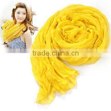 Women's Long Crinkle Scarf Wraps Soft Shawl Stole Pure Color Wholesale Scarf 7589