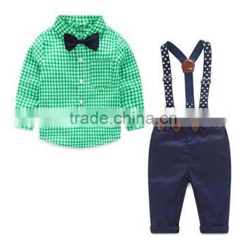 2017 New Baby Boy Clothes Gentleman Plaid Suit Shirt + New Style Boys Pants Jeans photo-4