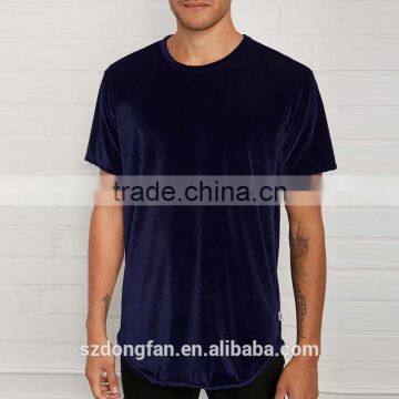 New Design Men Fashion Blouse Lightweight Round Neck Velvet Fabric Tee Shirt Blank T Shirt photo-2