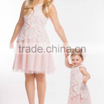 Lace Trimming Mommy And Me Outfits Family Matching Clothing photo-2