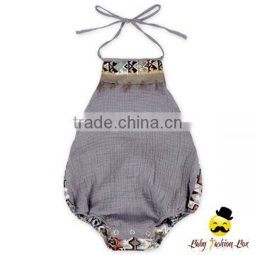 HYB180 Yihong Clothing New Design Soft Cotton Grey Stitching Baby One Piece Romper