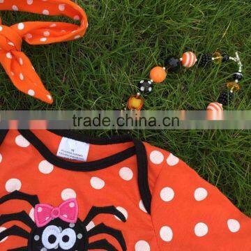 NEW ARRIVAL Newborn Orange Tutu Romper Kids Halloween Tutu Romper Kid Polka Dot Romper With Necklace and Headband photo-5