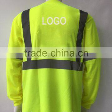 ANSI 107 High Visibility Long Sleeve Chinastar Sew-on Tape Breathable Reflective Tshirt