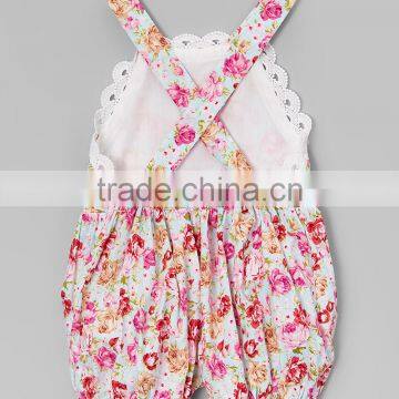 New Arrivals Girl Romper With Mint Floral Lace-Trim Bubble Romper Girl Summer Romper Girls Wear G-NP-RR905-138 photo-2