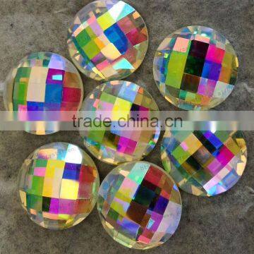 Crystal AB Round Shiny Glass Flat Back Rhinestone Crystal Stone photo-2