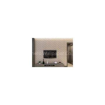 Khaki Color 3D Brick Effect Wallpaper Removable Vinyl Material for Sitting Room