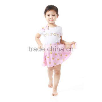 Kids Top and Dress Gold Polka Pink Skirt