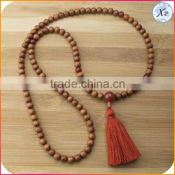 wholesale wood necklace mala beads wooden beads tassel necklace