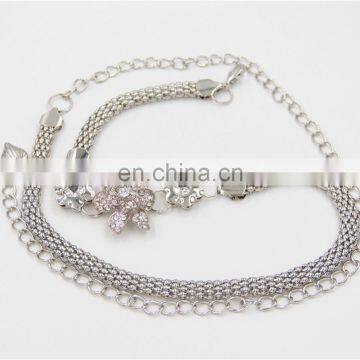 High Grade Women Flower Diamond Mosaic Metal Waist Chain Apparel Accessories