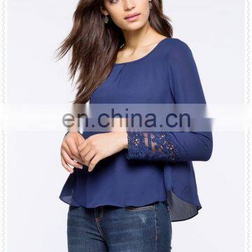Korean Style Female Long Sleeve Chiffon Blouse for Ladies Wholesale photo-4