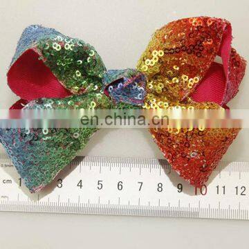 Hot Sale Big Bow With Metal Hair Clips 12cm Sequin Bow Alligator Clips for Kids photo-4