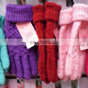 Lady knit acrylic full finger gloves