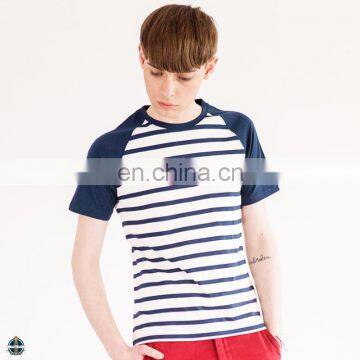 T-MT014 Knitted Splicing Raglan Sleeve Pure Cotton Young Mens T-Shirt