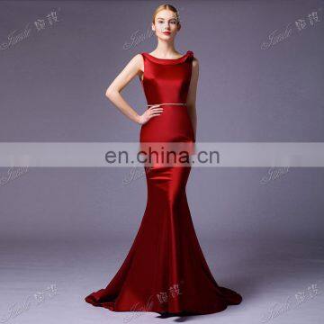 Elegant Low Back Special Occasion Wedding Guest Dress Satin Burgundy Evening Dress 2015